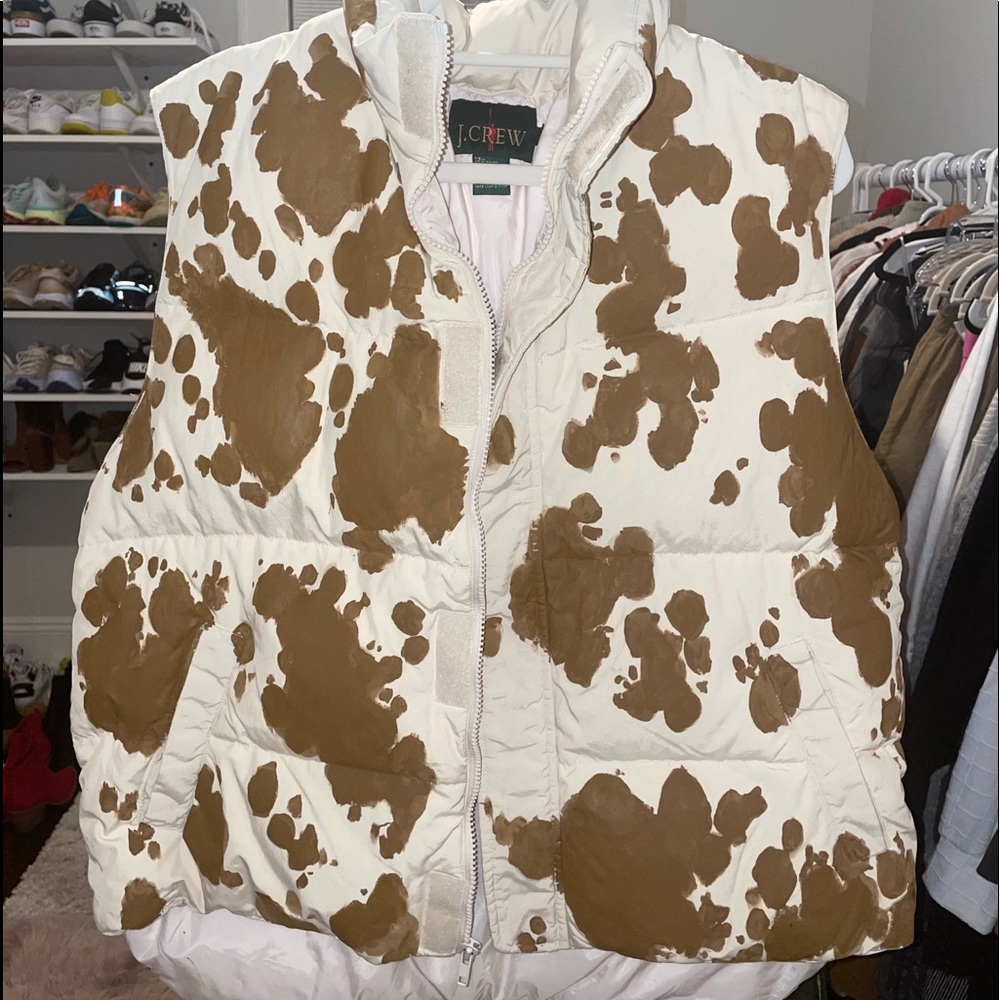 Vintage cow print puffer vest